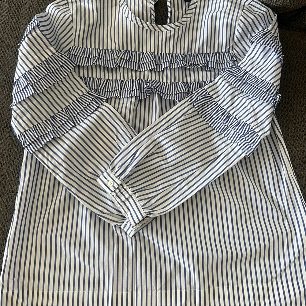 J. Crew Blue and White Striped Blouse